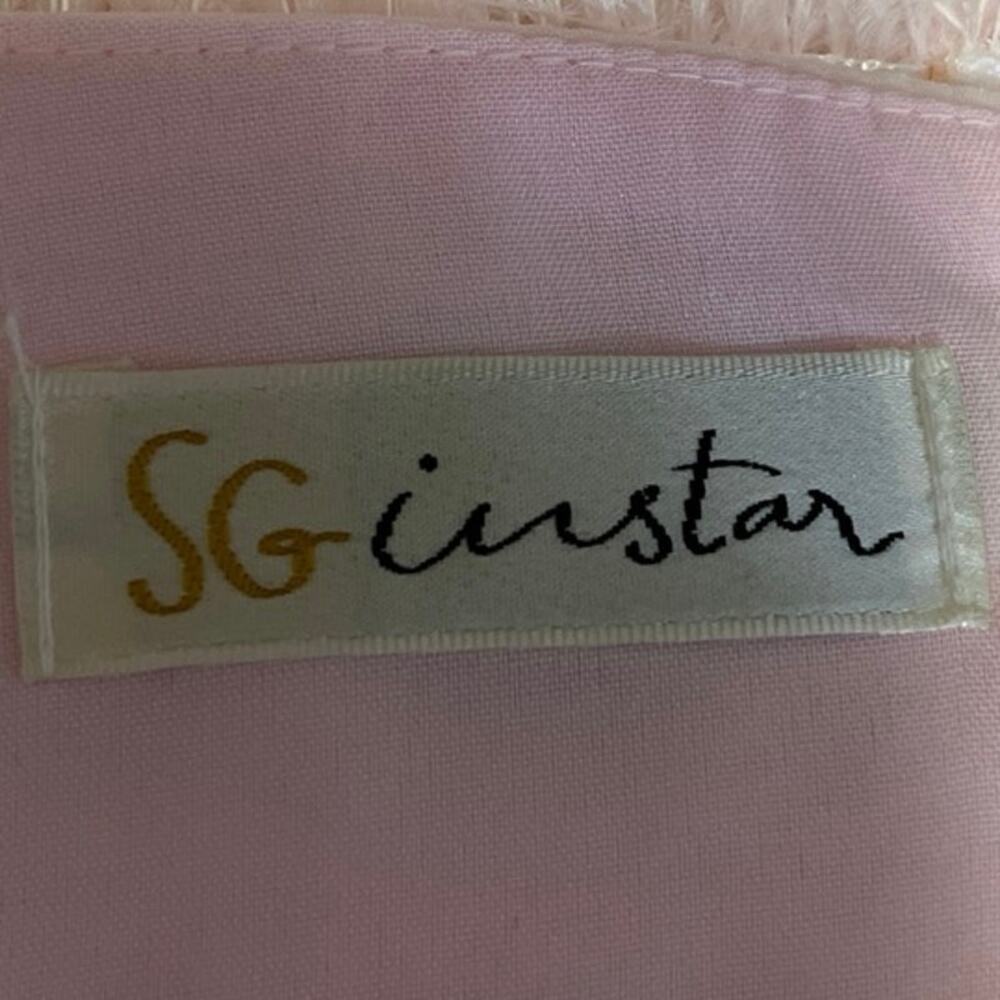 SGinstar Pink Ostrich Feather Fuzzy Sleeveless Cami Camisole Crop Tank Top Sz S - Picture 8 of 12